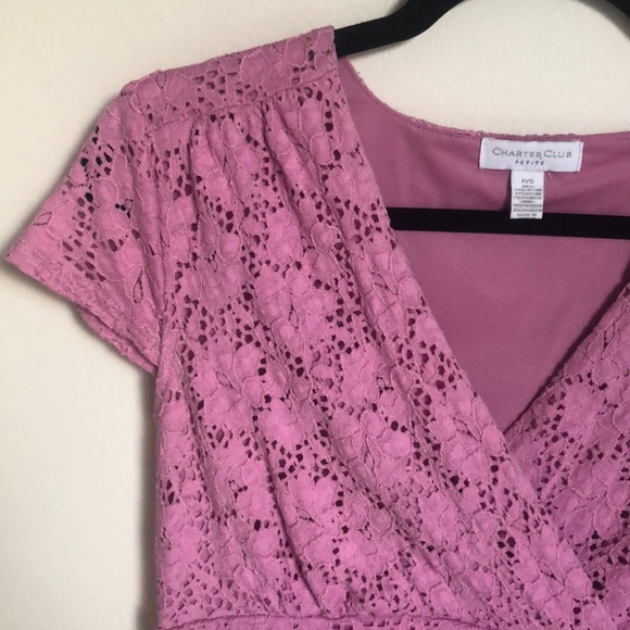 Charter Club pink eyelet cap sleeve blouse! - Picture 2 of 4